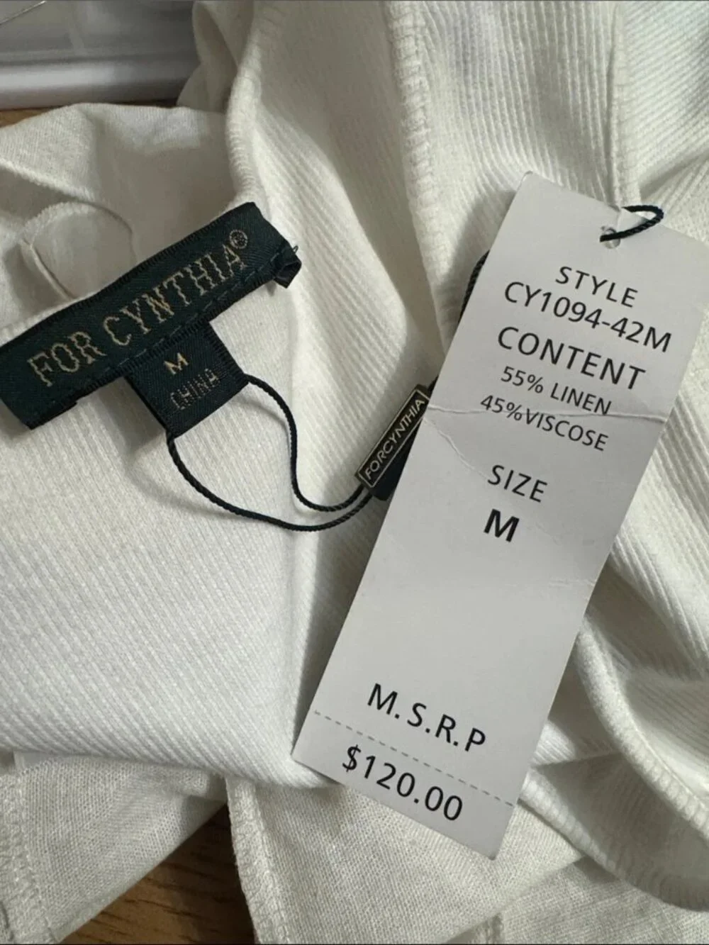 For Cynthia Viscose & Linen handkerchief White Dress - Picture 5 of 7
